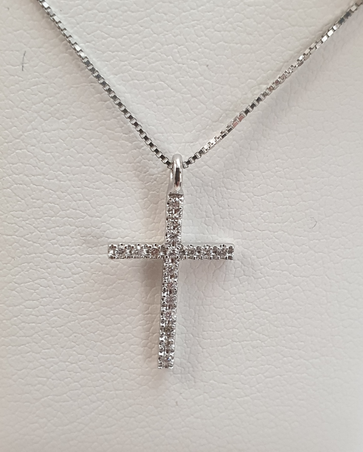 Girocollo Croce Oro Bianco e Diamanti Davite&Delucchi CLN011325  Davite&Delucchi   