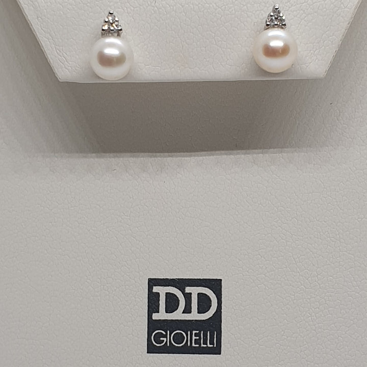 Orecchini Oro Bianco con Perle e Diamanti Davite&Delucchi BBP000217  Davite&Delucchi   