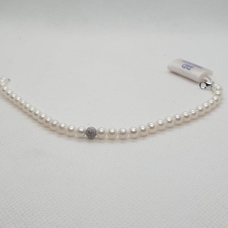 Bracciale filo Perle con sfere Oro Bianco e chiusura Oro Bianco Davite&Delucchi BRP000169-16  Davite&Delucchi   