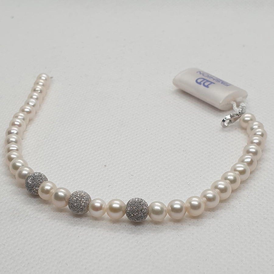 Bracciale filo Perle con Sfere Oro Bianco e chiusura Oro Bianco Davite&Delucchi BRP000170-14  Davite&Delucchi   