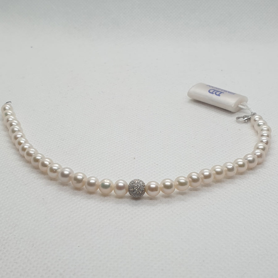 Bracciale filo Perle con sfere Oro Bianco e chiusura Oro Bianco Davite&Delucchi BRP000170-16  Davite&Delucchi   
