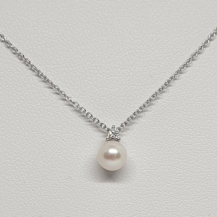 Collana Donna Oro Bianco con Perla e Diamanti Davite&Delucchi CLNP00167  Davite&Delucchi   