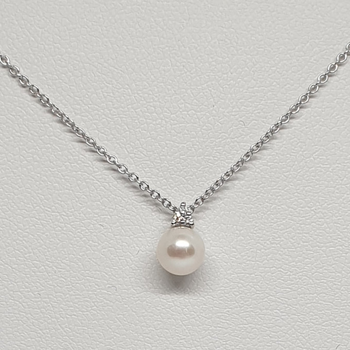 Collana Donna Oro Bianco con Perla e Diamanti Davite&Delucchi CLNP00167  Davite&Delucchi   