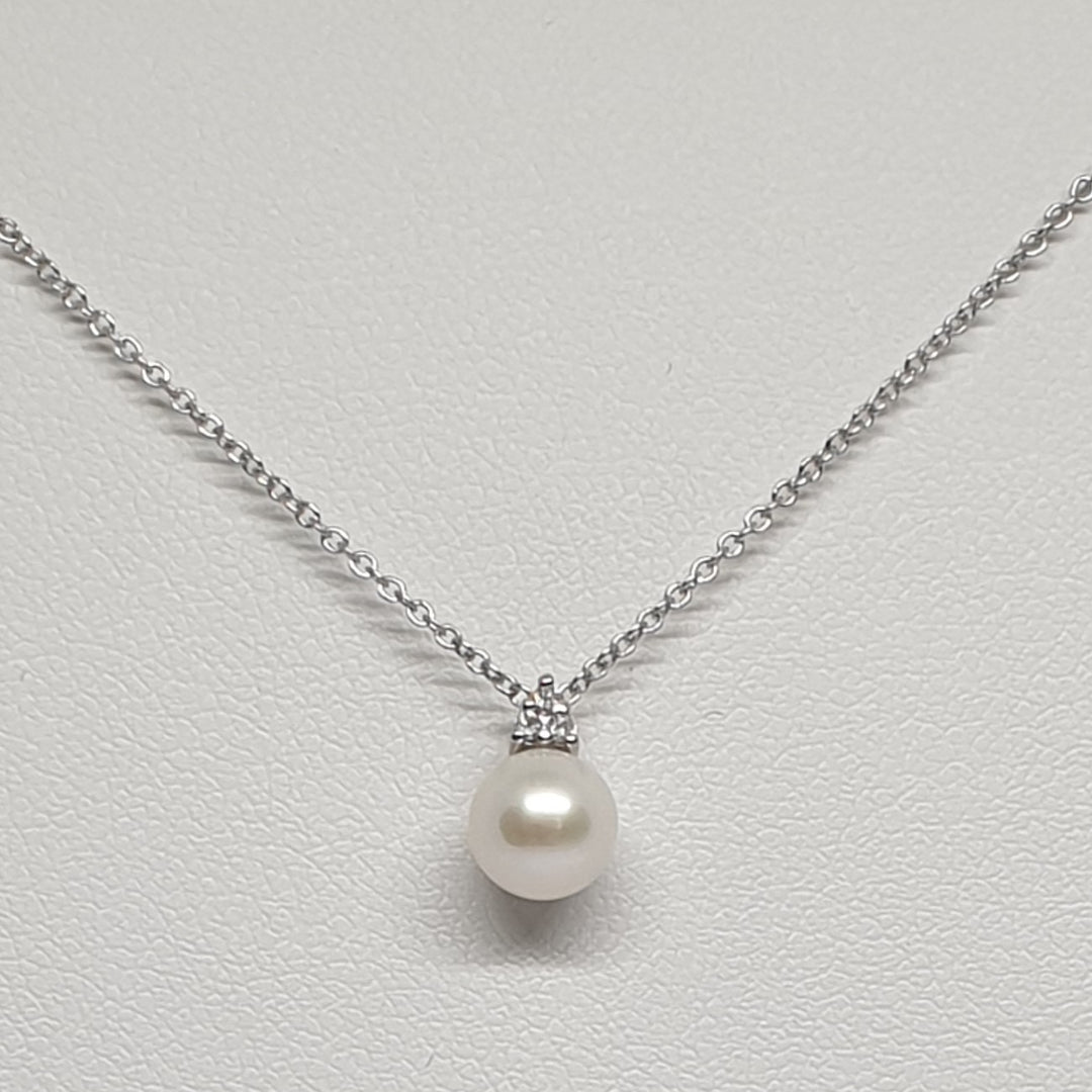 Collana Donna Oro Bianco con Perla e Diamanti Davite&Delucchi CLNP00168  Davite&Delucchi   