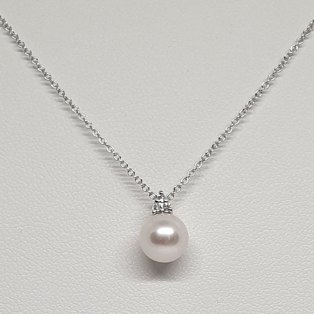 Collana Donna Oro Bianco con Perla e Diamanti Davite&Delucchi CLNP00169  Davite&Delucchi   