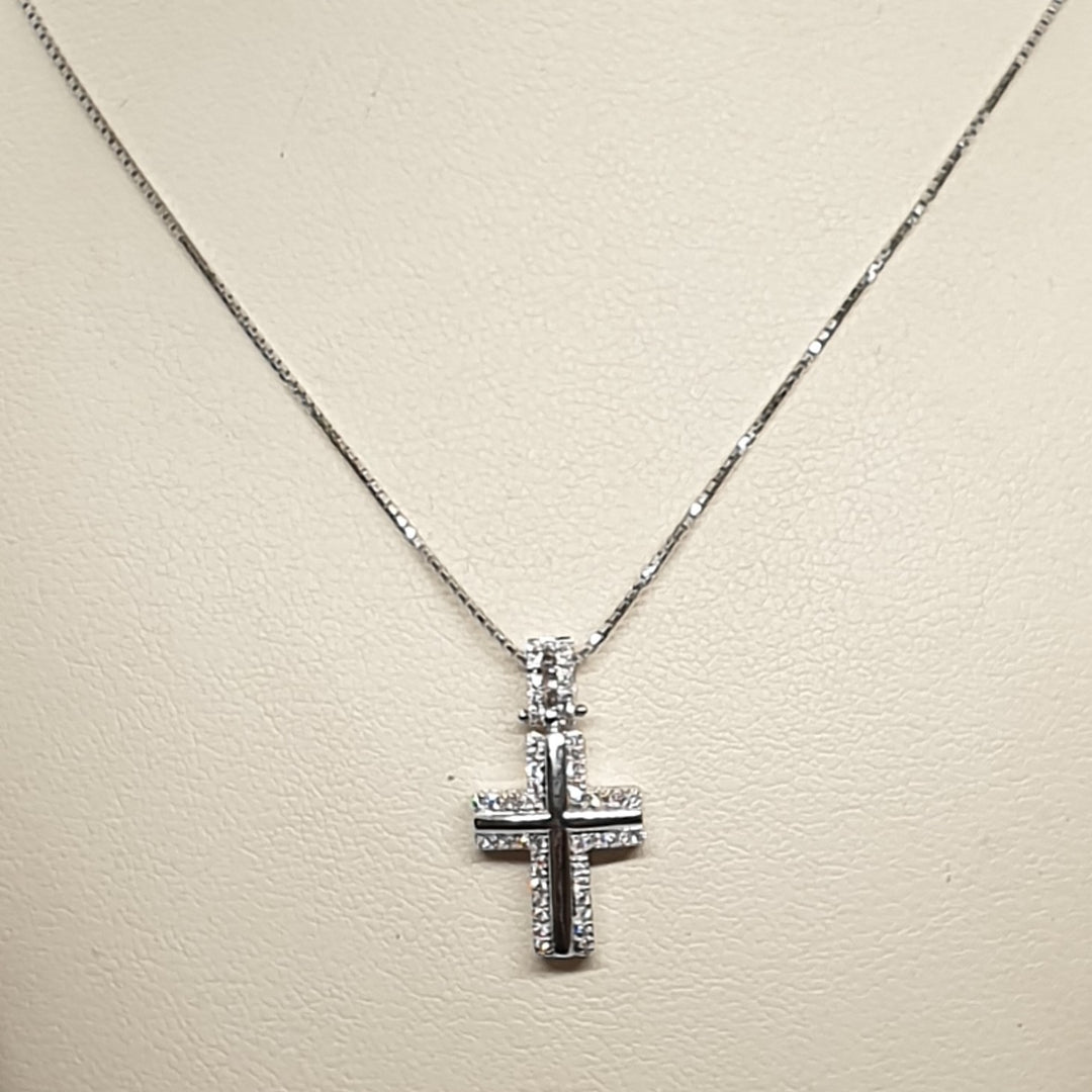 Collana Uomo Croce Oro Bianco e Diamanti Davite&Delucchi CLU010790