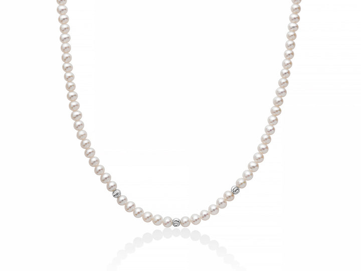 Collana Filo Perle con Sfere Oro Bianco e Chiusura Oro Bianco Miluna Perle Boule e Fantasia PCL6317  Miluna   