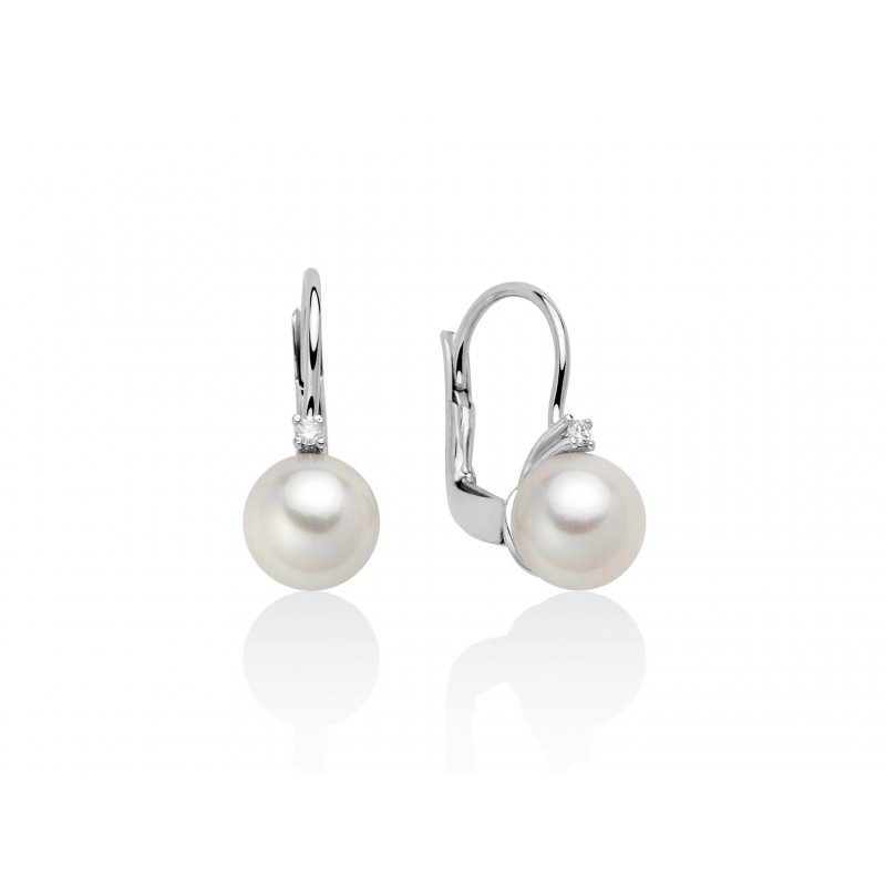 Orecchini in Oro Bianco con Perle e Diamanti Miluna MOR657BM_003  Miluna   